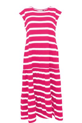 STI puna-valko raidallinen trikoomekko