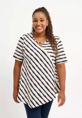 Pont Neuf raidallinen lyhythihainen trikoo tunika