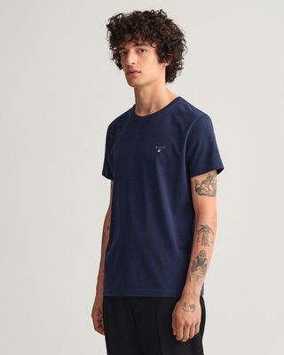 Gant tummansininen T-paita pyöreällä pääntiellä