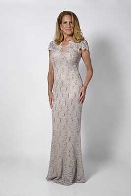 Frank lyman beige pitsimekko