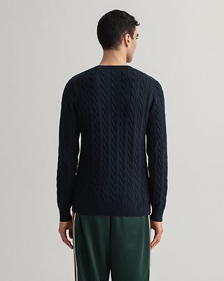 Gant tummansininen palmikko neule