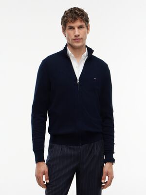 Tommy Hilfiger tummansininen puuvilla-kasmirneuletakki