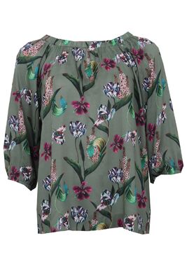 STI kuviollinen vihreä viskoosi pusero