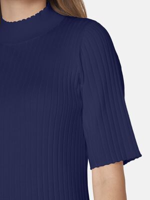 Signature sininen lyhythihainen puolipoolo ribbineulosta