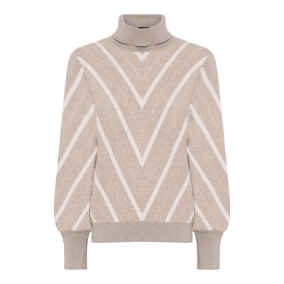 Micha beige vinoraidallinen neulepusero