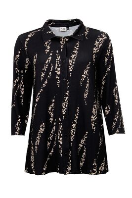 STI musta-beige kuviollinen trikoopusero kauluksella