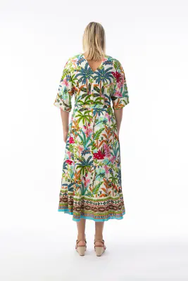 Orientique pitkä kesämekko raikkaalla kuosilla