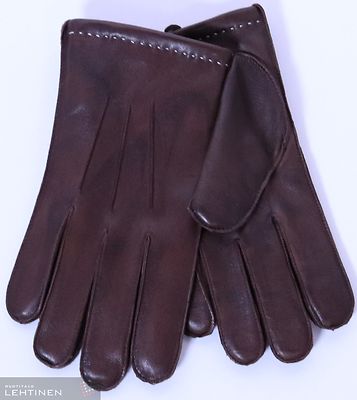 Mutka tummanruskea nahkakäsine villa vuorella