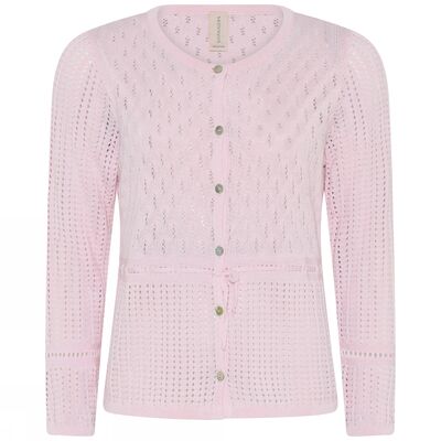 Skovhuus vaaleanpunainen pitsi neuletakki