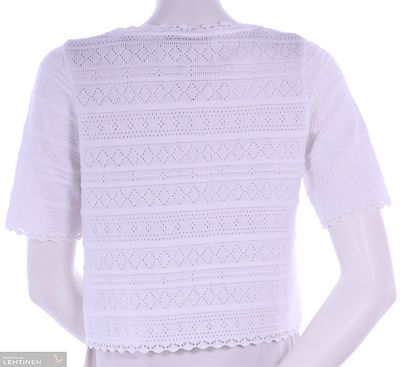 Virkattu lyhythihainen valkoinen pitsibolero Skovhuussilta