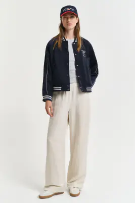 Gant beiget leveälahkeiset pellavasekoite housut