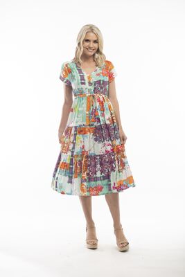 Orientique lyhythihainen kirjava kesämekko