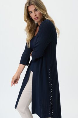 Joseph ribkoff tummansininen niittisomisteinen neuletakki