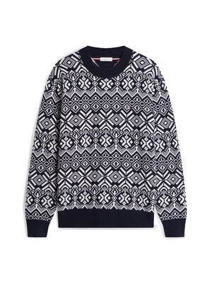 Tommy HIlfiger sinivalkokuvioinen puuvillaneule