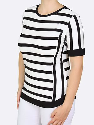 Lea H curve mustavalkoraidallinen trikoopusero