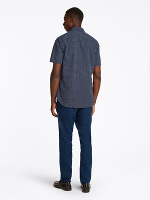 Tommy Hilfiger tummansininen regular fit lyhythihainen kauluspaita