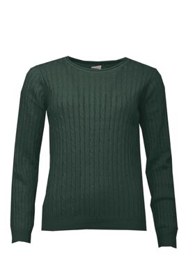STI tummanvihreä klassinen palmikkoneulepusero