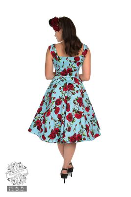 Hearts&Roses turkoosi fiftari tyylinen kellohelma mekko