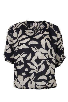 STI mustan ja beigen sävyinen viskoosipusero