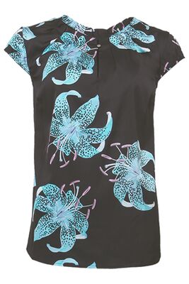 STI musta turkoosikukallinen satiinitoppi