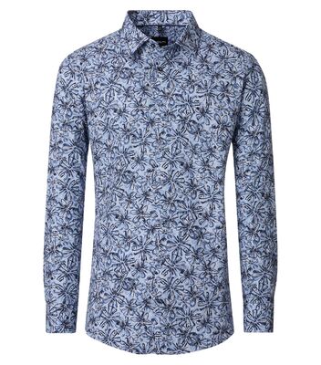 Venti Modern Fit sininen kukkakuvioinen kauluspaita