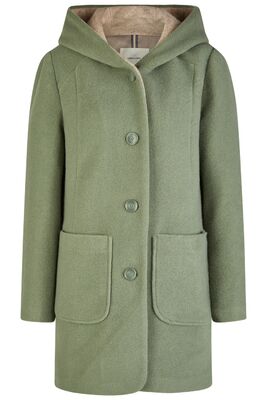 Lebek vihreä hupullinen villakangastakki