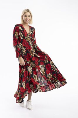 Orientique pitkähihainen kietaisumekko