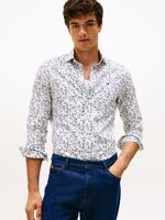 Tommy Hilfiger valkoinen kukkakuvioinen slim fit kauluspaita