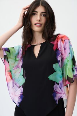 Joseph ribkoff musta mekko kirjavalla poncholla