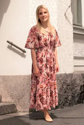 Lasessor LAV roosan sävyinen kukallinen mekko