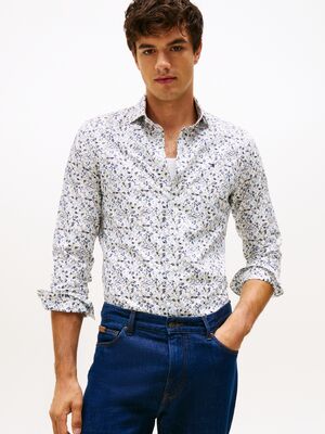 Tommy Hilfiger valkoinen kukkakuvioinen slim fit kauluspaita