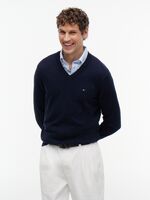 Tommy HIlfiger tummansininen puuvillaneule