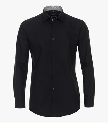 Venti musta modern fit kauluspaita