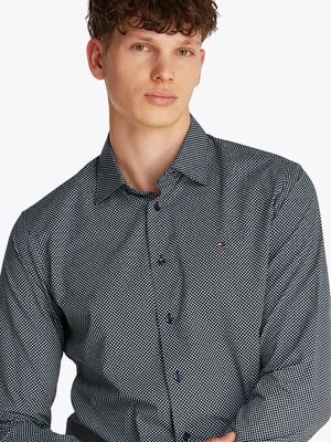 Tommy Hilfiger tummansininen kuviollinen regular fit kauluspaita