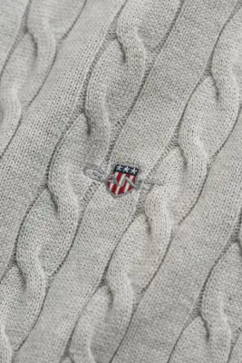 Gant vaaleanharmaa palmikkoneule vetoketjukauluksella