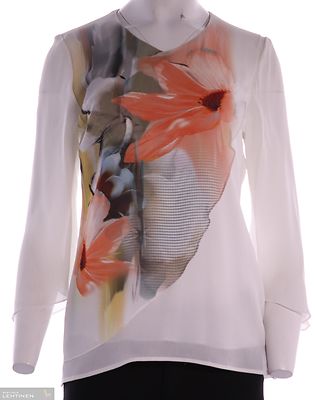 Muoti-Herralan vaalea sifonkipusero pyöreällä pääntiellä