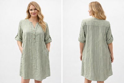 Lea H vihreäraidallinen paitamekko