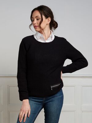 Skovhuus musta puuvillaneule