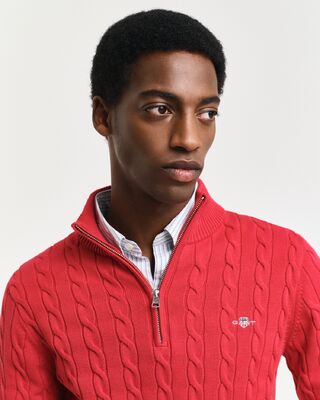 Gant punainen palmikkoneule vetoketjukauluksella