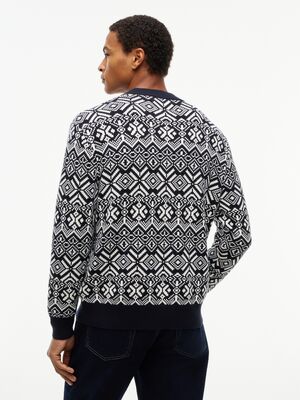 Tommy HIlfiger sinivalkokuvioinen puuvillaneule