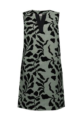 STI vihreä-musta hihaton pellavamekko