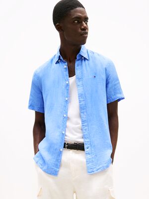 Tommy Hilfiger sininen lyhythihainen pellavapaita