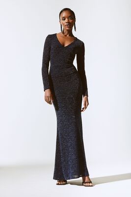 Joseph Ribkoff tummansininen pitkähihainen juhlapuku