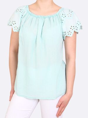 Hegler mintun sävyinen pitsihihainen pusero