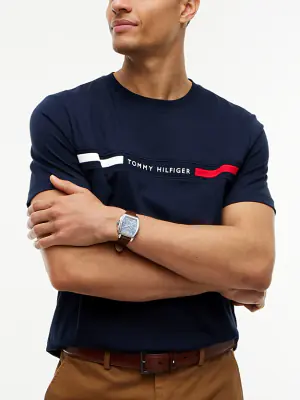 Tommy Hilfiger regular fit tummansininen logo t-paita