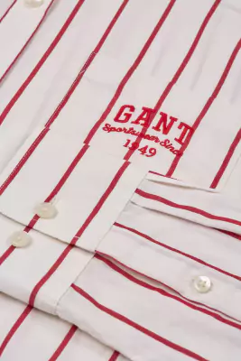 Gant luonnonvalkoinen punaraidallinen paitapusero