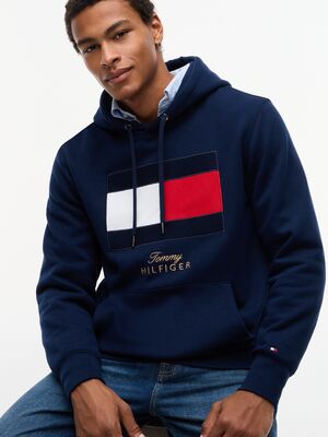 Tommy Hilfiger tummansininen lippulogollinen collegehuppari