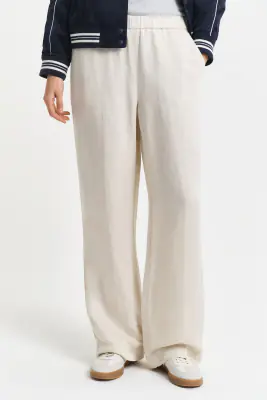 Gant beiget leveälahkeiset pellavasekoite housut