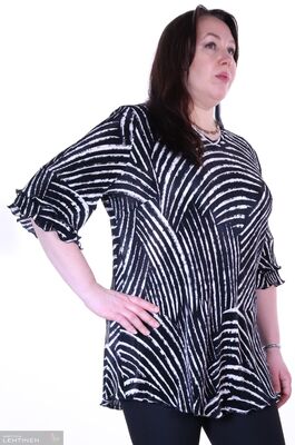 Shenina mustavalkoinen pliseerattu tunika