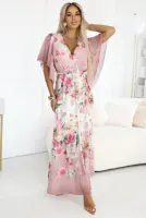 Kaunis roosansävyinen sifonkinen juhlamekko